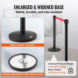 Fencing & Barriers: VEVOR Crowd Control Stanchions, 2-Pack Crowd Control Barriers, Carbon Steel Baking Painted Stanchion Queue Post with 11FT Red Retractable Belt, Belt Barriers Line Divider for Exhibition, Airport