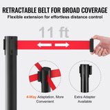Fencing & Barriers: VEVOR Crowd Control Stanchions, 2-Pack Crowd Control Barriers, Carbon Steel Baking Painted Stanchion Queue Post with 11FT Red Retractable Belt, Belt Barriers Line Divider for Exhibition, Airport