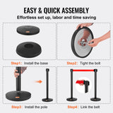 Fencing & Barriers: VEVOR Crowd Control Stanchions, 2-Pack Crowd Control Barriers, Carbon Steel Baking Painted Stanchion Queue Post with 11FT Red Retractable Belt, Belt Barriers Line Divider for Exhibition, Airport
