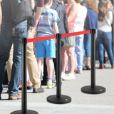 Fencing & Barriers: VEVOR Crowd Control Stanchions, 2-Pack Crowd Control Barriers, Carbon Steel Baking Painted Stanchion Queue Post with 11FT Red Retractable Belt, Belt Barriers Line Divider for Exhibition, Airport