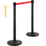 Fencing & Barriers: VEVOR Crowd Control Stanchions, 2-Pack Crowd Control Barriers, Carbon Steel Baking Painted Stanchion Queue Post with 11FT Red Retractable Belt, Belt Barriers Line Divider for Exhibition, Airport
