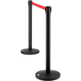 Fencing & Barriers: VEVOR Crowd Control Stanchions, 2-Pack Crowd Control Barriers, Carbon Steel Baking Painted Stanchion Queue Post with 11FT Red Retractable Belt, Belt Barriers Line Divider for Exhibition, Airport