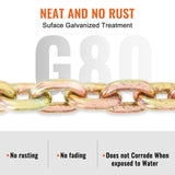 Building Materials: VEVOR Transport Binder Chain, 220 kg Working Load Limit, 3/8'' x 20' G80 Tow Chain Tie Down with Grab Hooks, DOT Certified, Galvanized Coating Manganese Steel for Dock Factory Construction Site