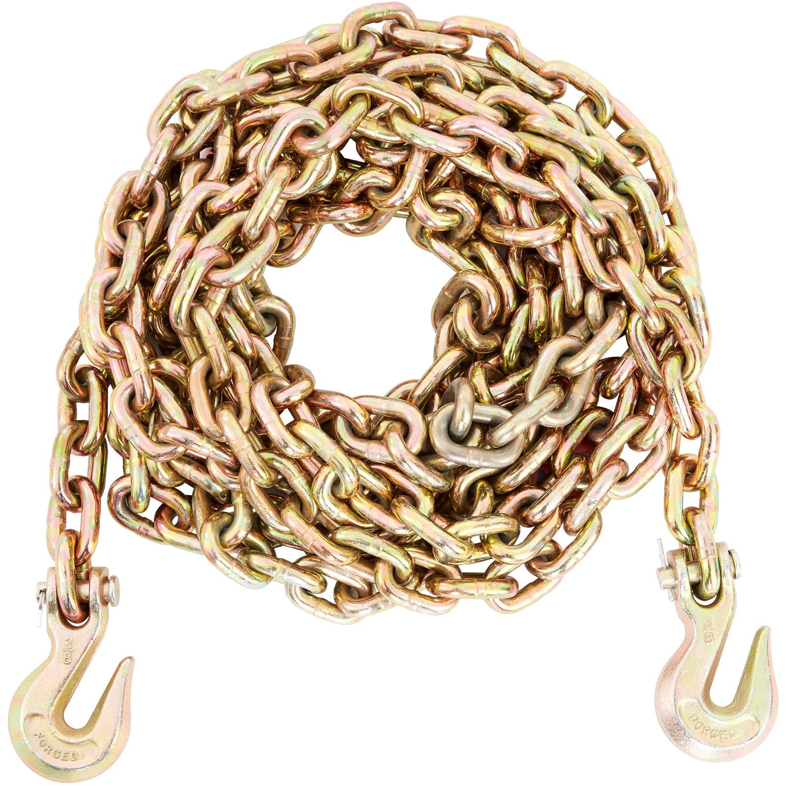 Building Materials: VEVOR Transport Binder Chain, 220 kg Working Load Limit, 3/8'' x 20' G80 Tow Chain Tie Down with Grab Hooks, DOT Certified, Galvanized Coating Manganese Steel for Dock Factory Construction Site