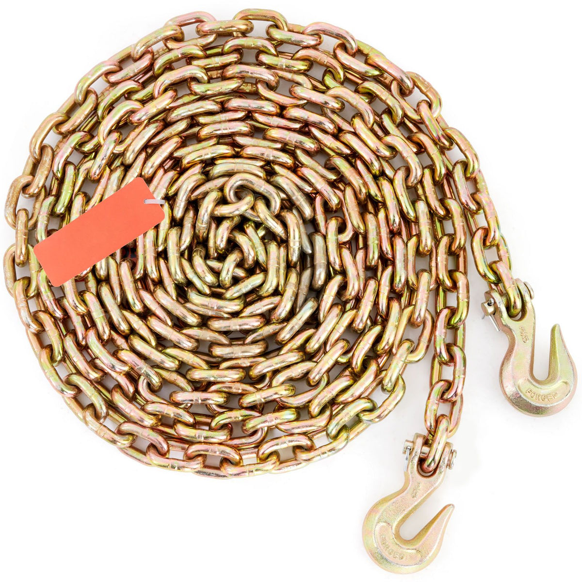 Transport Binder Chain, 3220 kg Working Load Limit, 3/8''x20' G80 Tow Chain Tie Down with Grab Hooks, DOT Certified, Galvanized Coating Manganese Steel for Dock Factory Construction Site, 2 Pack