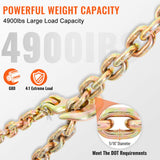 Building Materials: VEVOR Transport Binder Chain, 2222 kg Working Load Limit, 5/16''x20' G80 Tow Chain Tie Down with Grab Hooks, DOT Certified, Galvanized Coating Manganese Steel for Dock Factory Construction Site, 2Pack
