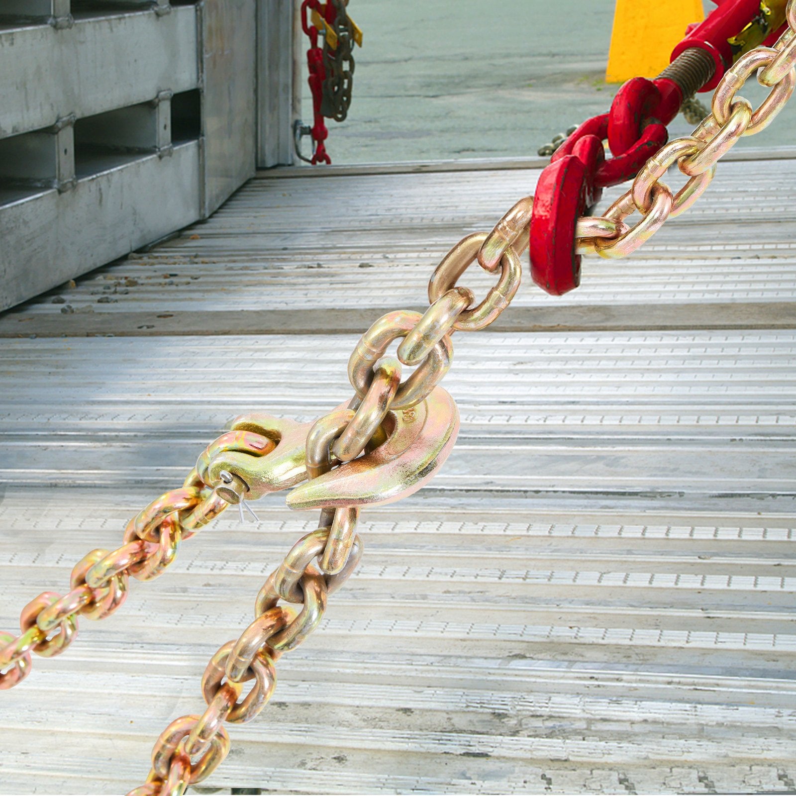 Packaging Tape: VEVOR Transport Binder Chain, 2222 kg Working Load Limit, G80 Tow Chain Tie Down with Grab Hooks, DOT Certified, Galvanized Coating Manganese Steel for Dock Factory Construction Site