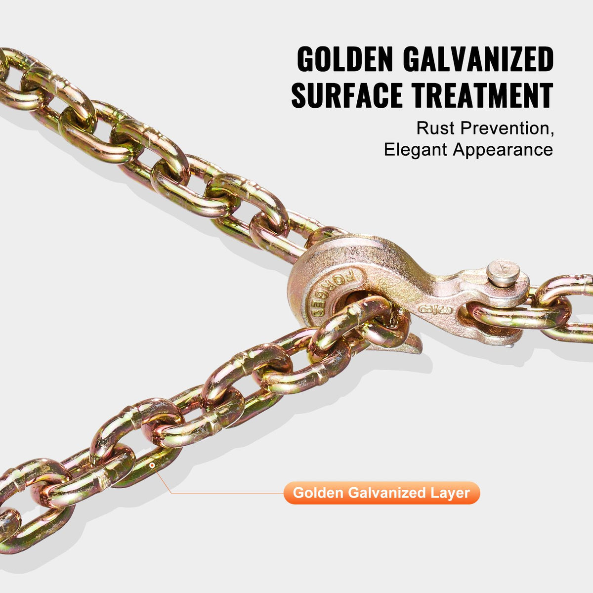 G80 Transport Binder Chain, 10 mm x 316 cm 2-Pack Tow Chain with Clevis Grab Hooks, 3.22T Safe Working Load, Heavy Duty Logging Chain for Transporting Towing Truck Tie Down Binding Equipment