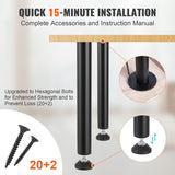 Table Tops & Bases: VEVOR 406.4MM Adjustable Desk Legs, Reinforced Steel Office Table Furniture legs Set of 4 for DIY, 1200 lbs Load Capacity Heavy Duty Desk Legs, Quick Instalation Legs with Adjustable Foot Cup Black