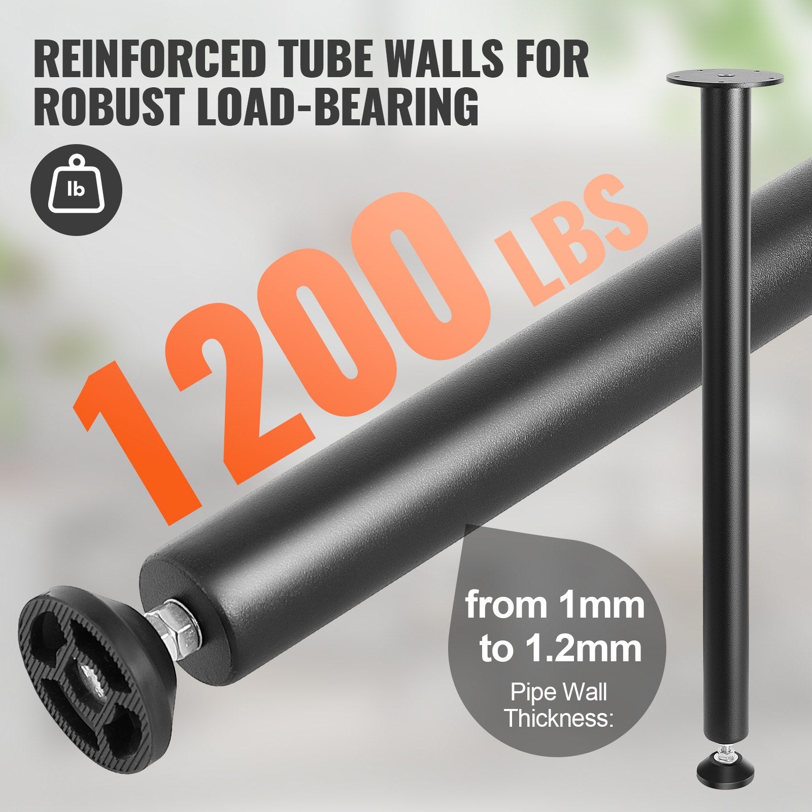 Table Tops & Bases: VEVOR 711.2MM Adjustable Desk Legs, Reinforced Steel Office Table Furniture legs Set of 4 for DIY, 544.3KG Load Capacity Heavy Duty Desk Legs, Quick Instalation Legs with Adjustable Foot Cup Black