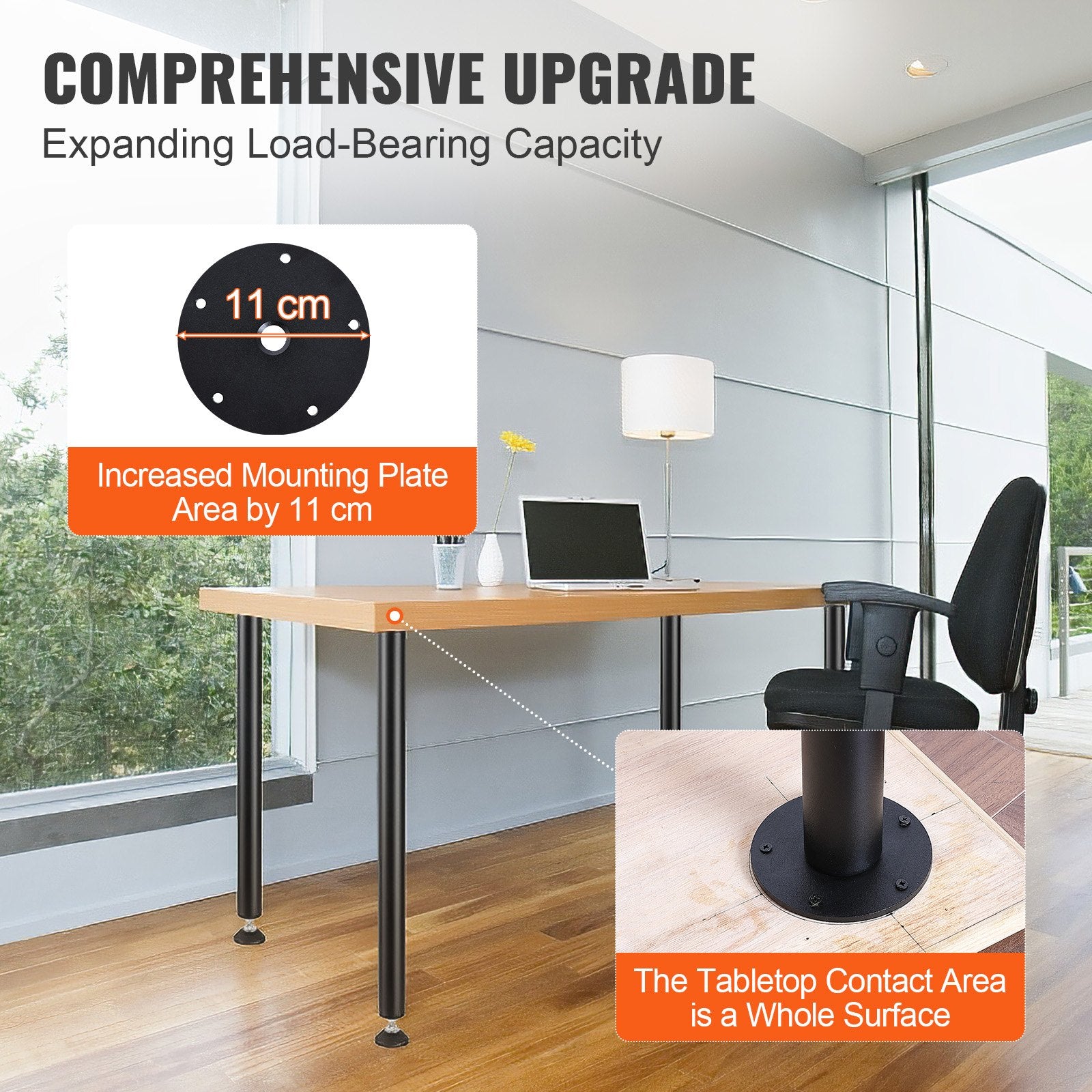 Table Tops & Bases: VEVOR 711.2MM Adjustable Desk Legs, Reinforced Steel Office Table Furniture legs Set of 4 for DIY, 544.3KG Load Capacity Heavy Duty Desk Legs, Quick Instalation Legs with Adjustable Foot Cup Black
