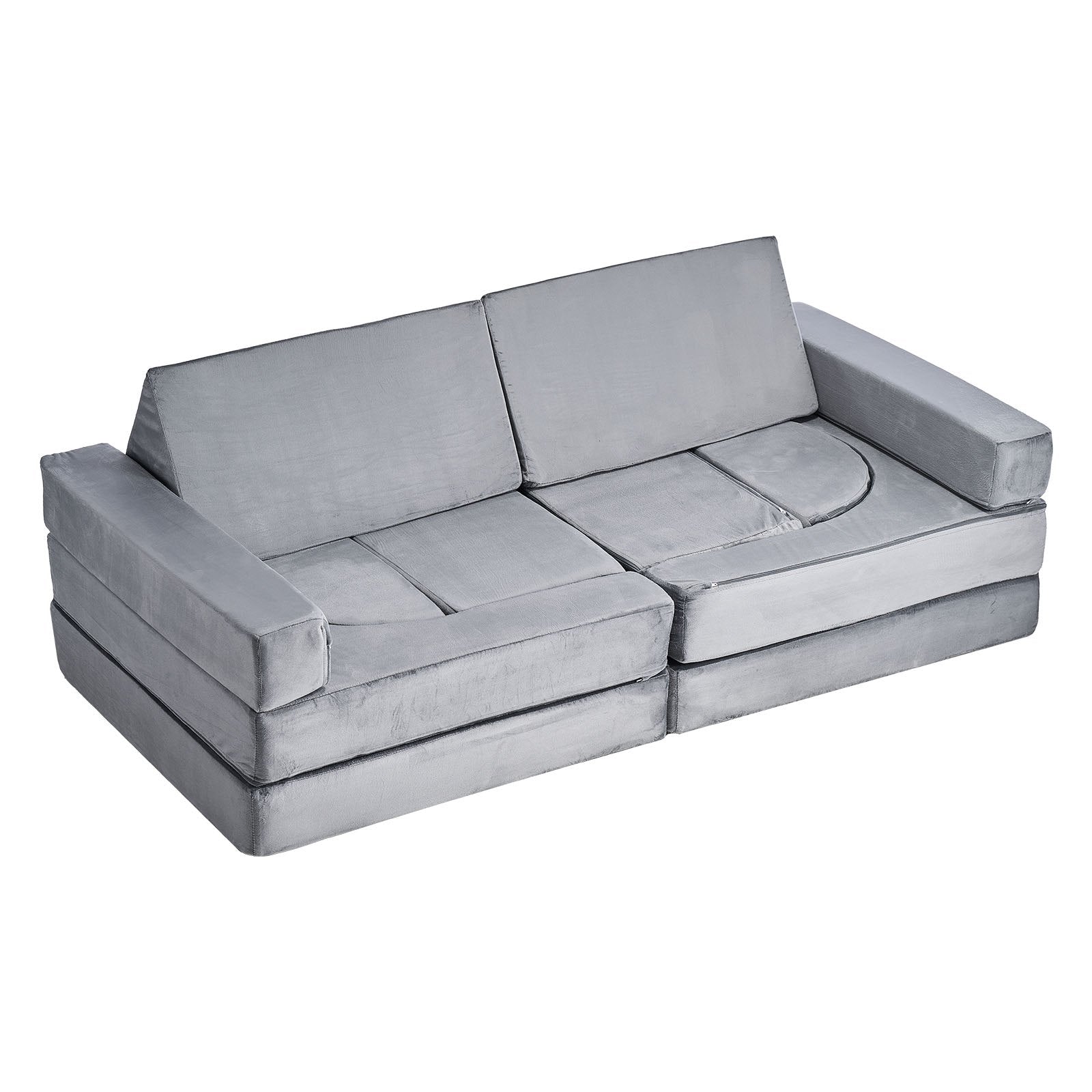 Pretend Play: VEVOR Modular Kids Play Couch, Sectional Toddler Sofa with Armrests, 28D Sponge & Short Pile, Convertible Kids Modular Couch DIY Creative Combination for Playroom, Bedroom, Living Room, 14 Pcs, Gray