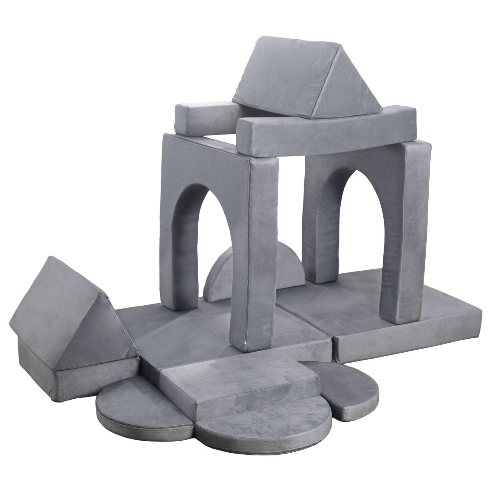 Pretend Play: VEVOR Modular Kids Play Couch, Sectional Toddler Sofa with Armrests, 28D Sponge & Short Pile, Convertible Kids Modular Couch DIY Creative Combination for Playroom, Bedroom, Living Room, 14 Pcs, Gray