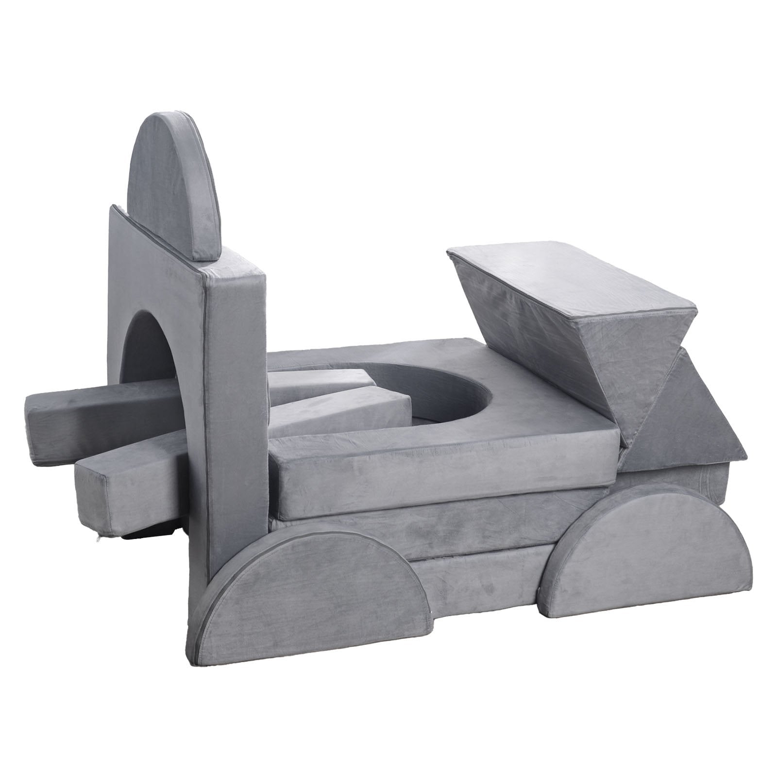 Pretend Play: VEVOR Modular Kids Play Couch, Sectional Toddler Sofa with Armrests, 28D Sponge & Short Pile, Convertible Kids Modular Couch DIY Creative Combination for Playroom, Bedroom, Living Room, 14 Pcs, Gray