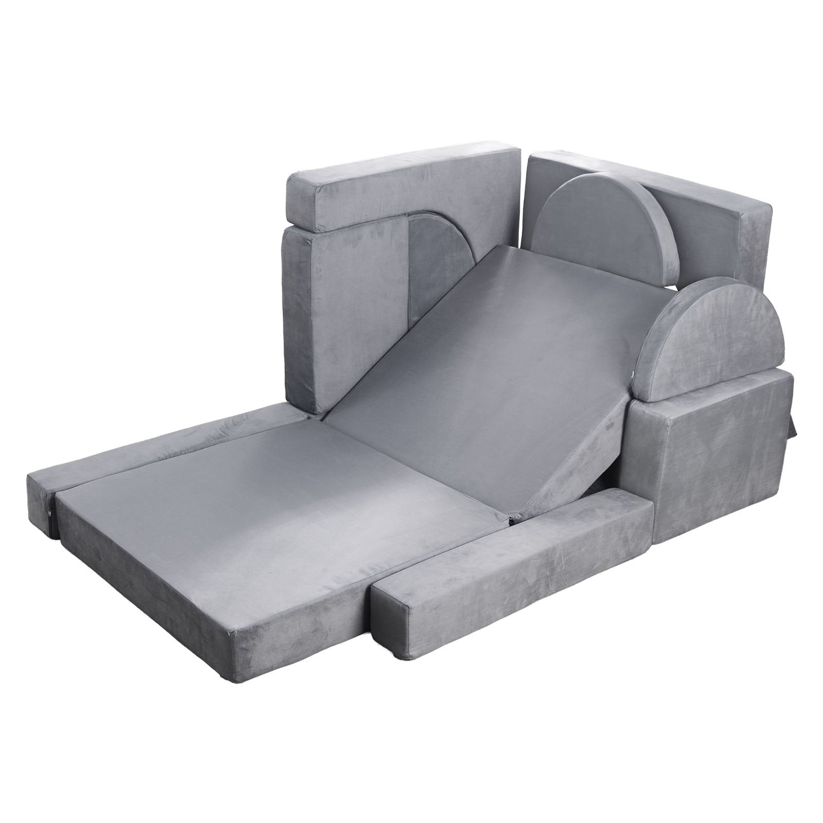 Pretend Play: VEVOR Modular Kids Play Couch, Sectional Toddler Sofa with Armrests, 28D Sponge & Short Pile, Convertible Kids Modular Couch DIY Creative Combination for Playroom, Bedroom, Living Room, 14 Pcs, Gray