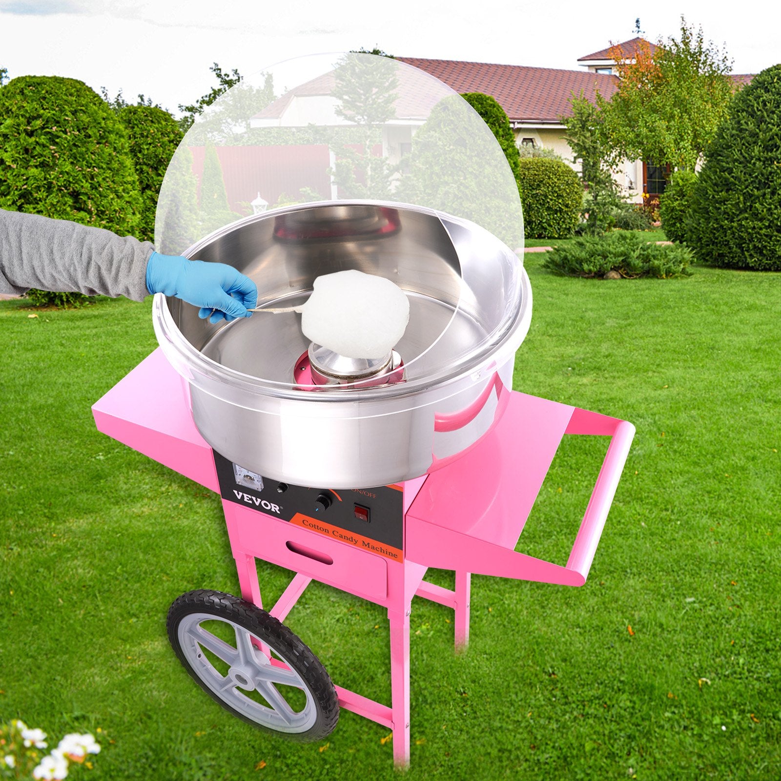 Commercial Cotton Candy Machine with Cart & Cover Sugar Floss Maker 1000W