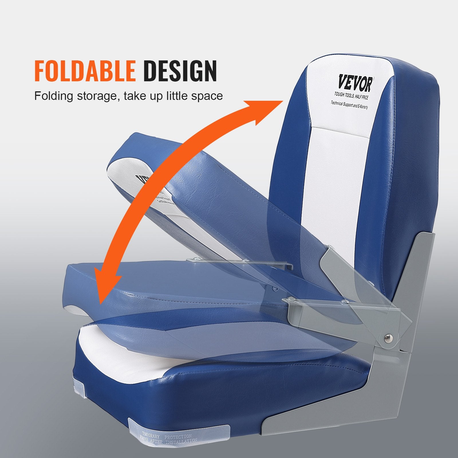 Boating Accessories: VEVOR Boat Seat Low Back Fold-Down Fishing Boat Chair with Sponge Padding 2 Pack