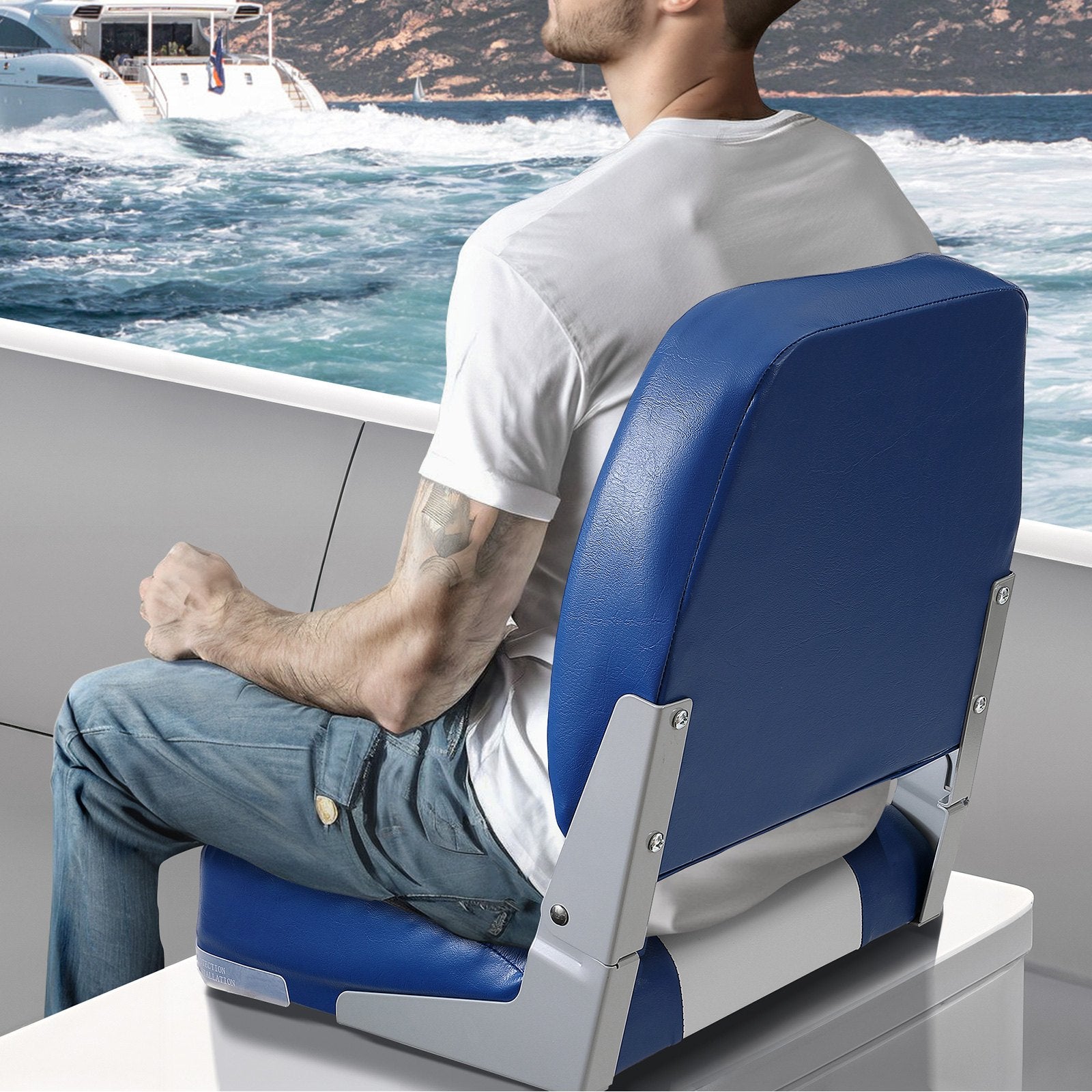 Boating Accessories: VEVOR Boat Seat Low Back Fold-Down Fishing Boat Chair with Sponge Padding 2 Pack