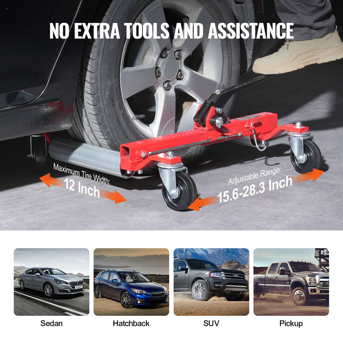Wheel Dolly, Max Capacity 1500 Lbs Car Dolly, Car Jack Dolly Lifter with 360° Rotatable Wheels, Heavy Duty Vehicle Positioning Ratchet Tire Jack, for Vehicle Car Auto Repair Moving, Set of 4