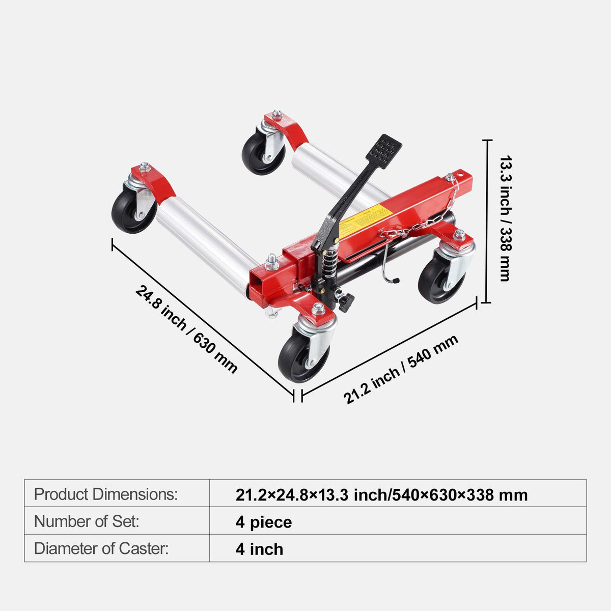 Wheel Dolly, Max Capacity 1500 Lbs Car Dolly, Car Jack Dolly Lifter with 360° Rotatable Wheels, Heavy Duty Vehicle Positioning Hydraulic Tire Jack, for Vehicle Car Auto Repair Moving, Set of 4