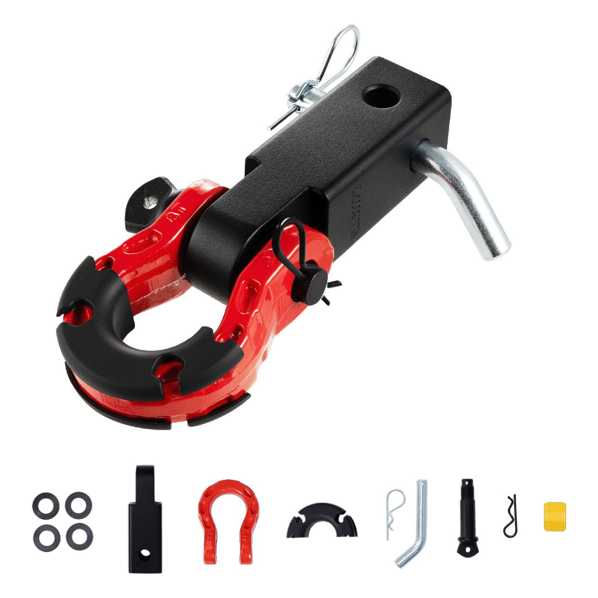 Shackle Hitch Receiver, Fits 50 mm Receivers, 29.9 Tons Breaking Strength, D Ring Shackle with Trailer Hitch Lock Pin, Heavy Duty Towing Accessories for Trucks, Jeeps, Off-Road Vehicle Recovery