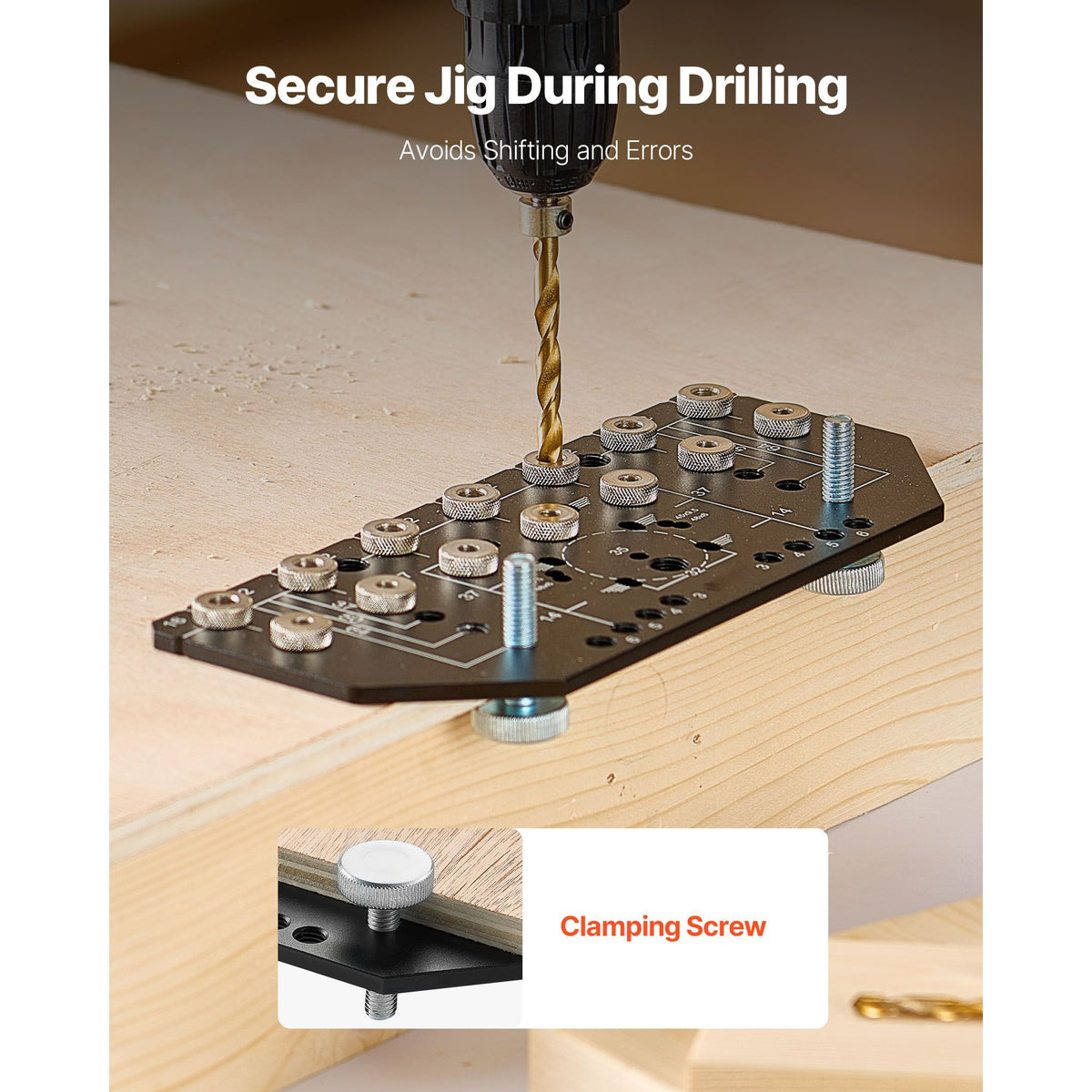 Shelf Pin Jig and Hinge Jig Two-in-One, Aluminum Alloy Cabinet Hardware Hole Drilling Template with 6.4 and 4.8 mm Drill Bits, for Cabinet Doors Bookshelves Wardrobes Woodworking and DIY