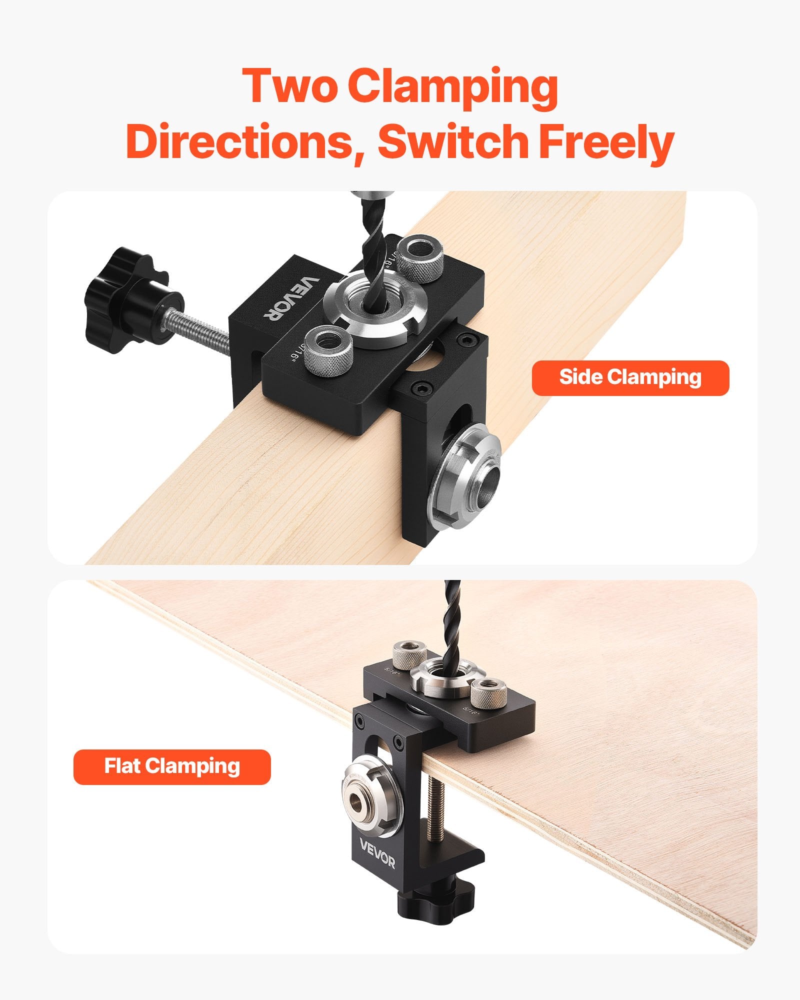 Lifts & Hoists: VEVOR Doweling Jig Kit, Self Centering Dowel Drill Jig for Straight Holes, Aluminum Alloy Woodworking Joints Tool with 3 Size Drill Bits 6.4 / 7.9 / 15 mm, Adjustable Width, for Wood Working