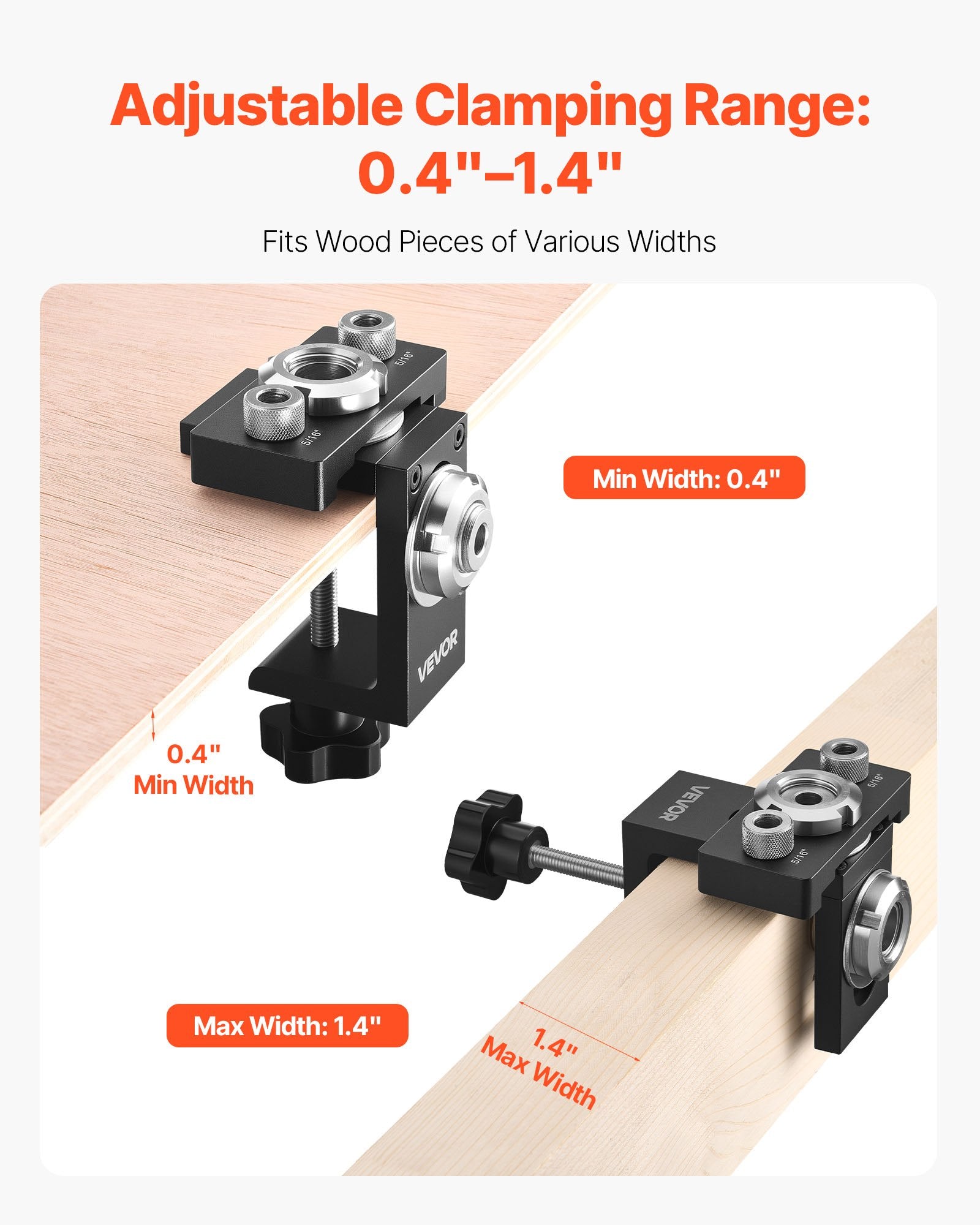 Lifts & Hoists: VEVOR Doweling Jig Kit, Self Centering Dowel Drill Jig for Straight Holes, Aluminum Alloy Woodworking Joints Tool with 3 Size Drill Bits 6.4 / 7.9 / 15 mm, Adjustable Width, for Wood Working