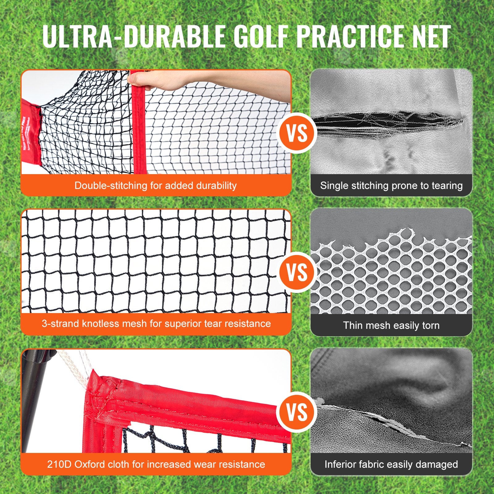 Basketball & Basketball Accessories: VEVOR Golf Practice Hitting Net, Huge 10.8x7ft Golf Net, Personal Driving Range for Indoor Outdoor Use, Portable Home Golf Aid Net with Solid Fiberglass Frame and Carry Bag, Gift for Men, Golf Lover
