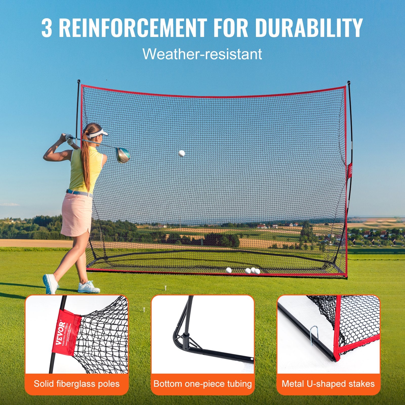 Basketball & Basketball Accessories: VEVOR Golf Practice Hitting Net, Huge 10.8x7ft Golf Net, Personal Driving Range for Indoor Outdoor Use, Portable Home Golf Aid Net with Solid Fiberglass Frame and Carry Bag, Gift for Men, Golf Lover