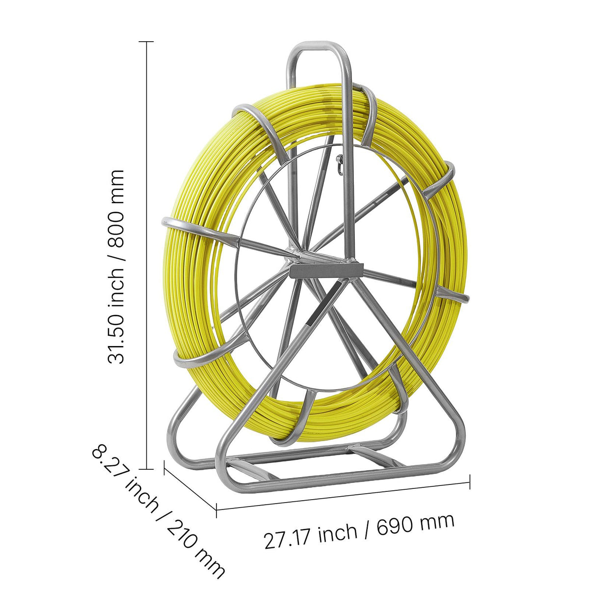 Fish Tape Fiberglass, 152M 6.3MM, Duct Rodder Fishtape Wire Puller with Stand, Cable Running Rod with Locking Mechanism, Fishing Tools, for Walls Floor and Electrical Conduit, Non-Conductive