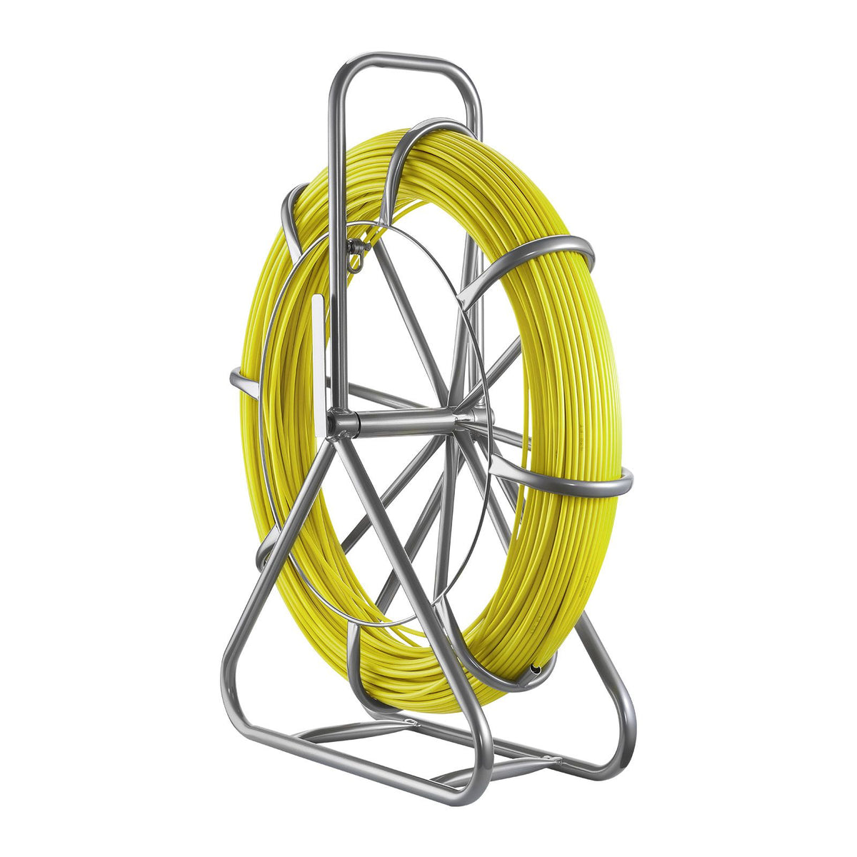 Fish Tape Fiberglass, 152M 6.3MM, Duct Rodder Fishtape Wire Puller with Stand, Cable Running Rod with Locking Mechanism, Fishing Tools, for Walls Floor and Electrical Conduit, Non-Conductive