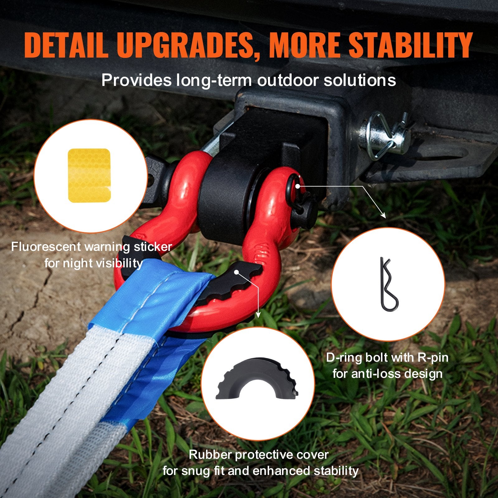 Fishing Tackle: VEVOR Shackle Hitch Receiver, Fits 50 mm Receivers, 24 Tons Breaking Strength, D Ring Shackle with Trailer Hitch Lock Pin, Heavy Duty Towing Accessories for Trucks, Jeeps, Off-Road Vehicle Recovery