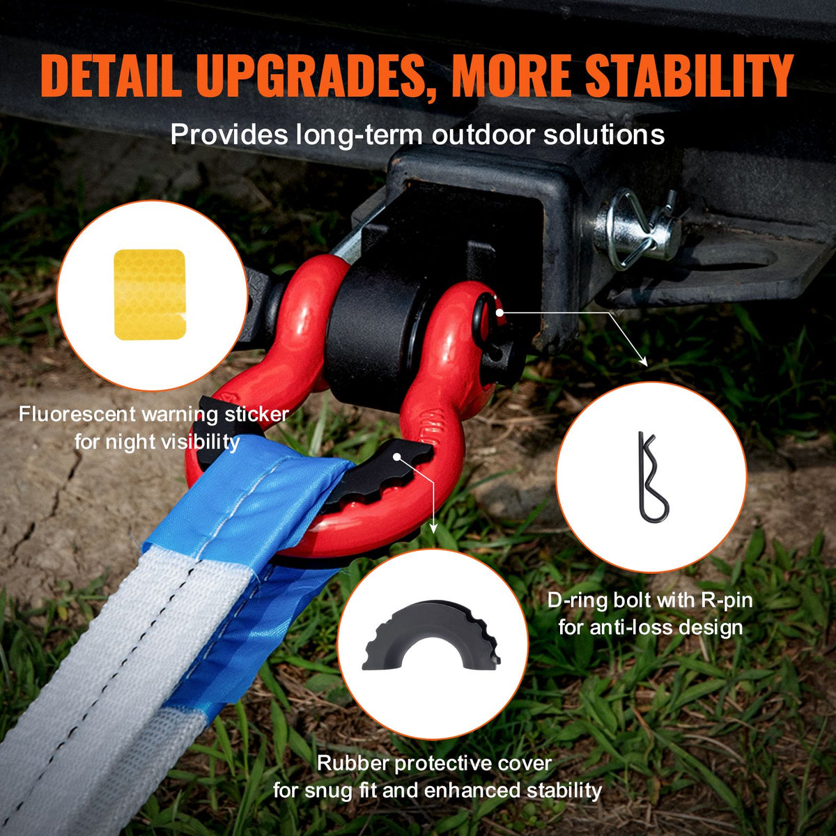 Shackle Hitch Receiver 50 mm, 29.9 Tons Breaking Strength, D Ring Shackle with Trailer Hitch Lock Pin, Heavy Duty Towing Accessories for Trucks, Jeeps, Off-Road Vehicle Recovery, Aluminum Alloy