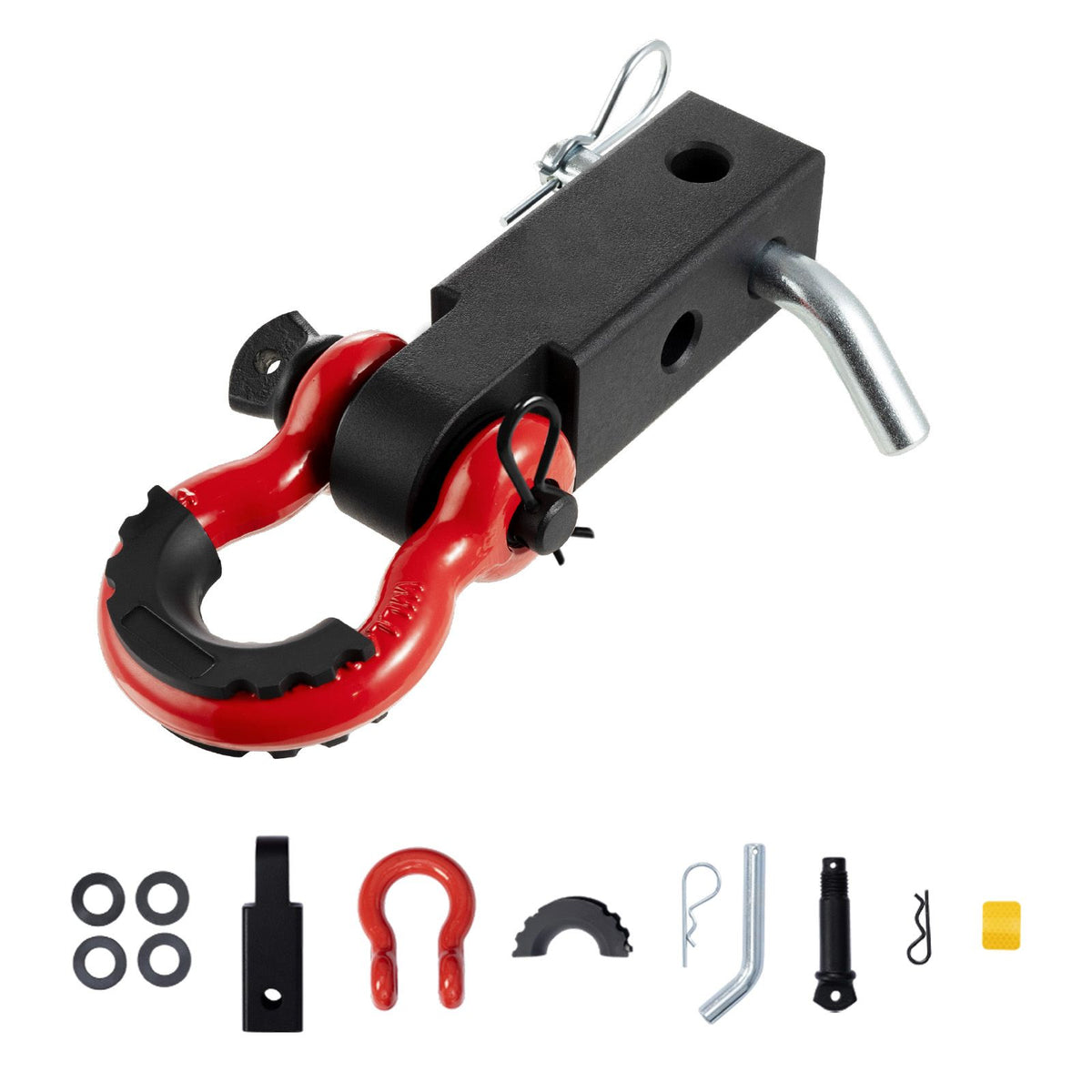 Shackle Hitch Receiver 50 mm, 29.9 Tons Breaking Strength, D Ring Shackle with Trailer Hitch Lock Pin, Heavy Duty Towing Accessories for Trucks, Jeeps, Off-Road Vehicle Recovery, Aluminum Alloy