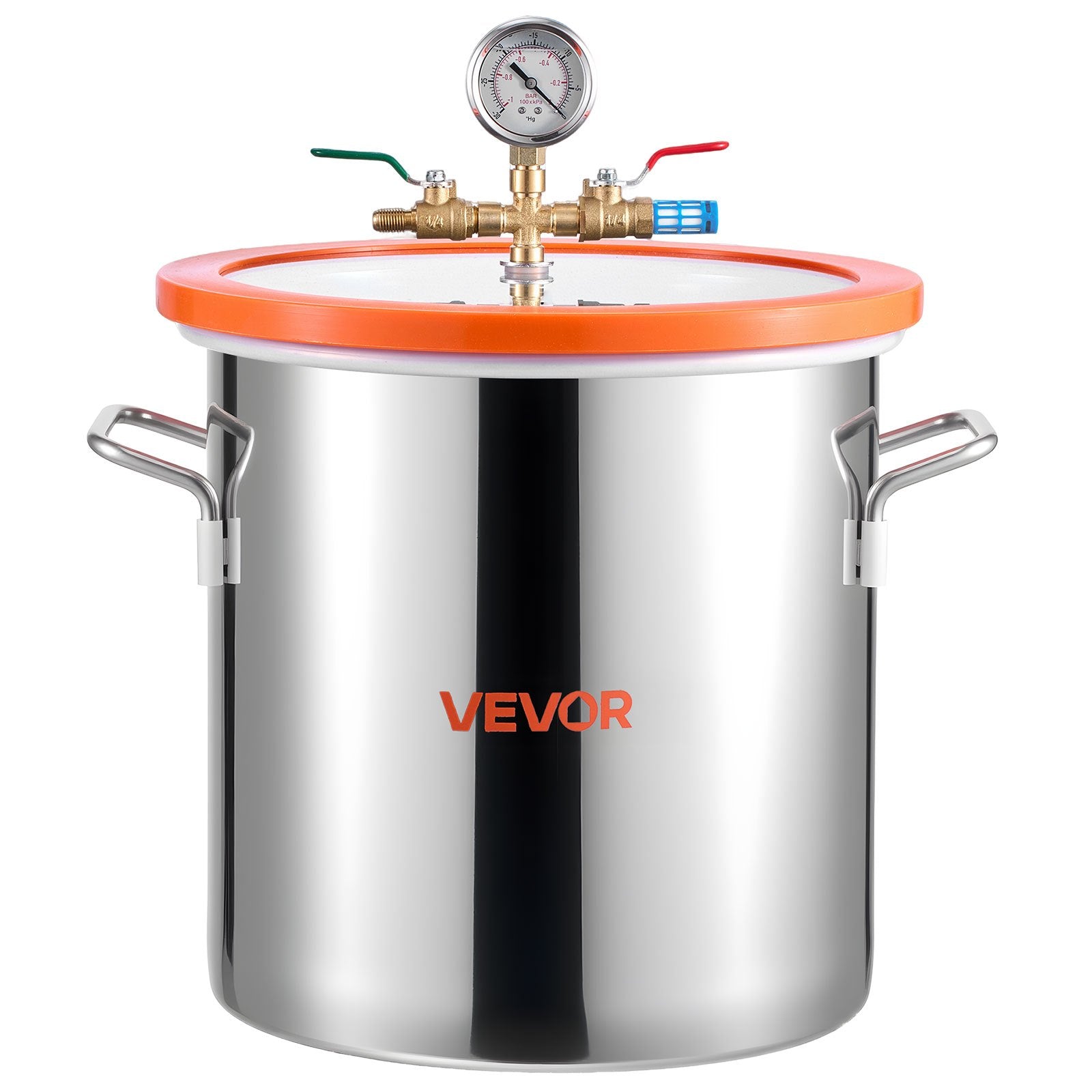 18.93 L Vacuum Chamber with Pump, 3.5 CFM 99 L/min, Single Stage Vacuum Pump, Stainless Steel Degassing Chamber Kit, Tempered Glass Lid, 1.5 m Hose, for Stabilizing Wood Degassing Silicone Resin