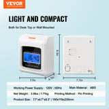 Clocks: VEVOR Punch Time Clock, Time Tracker Machine for Employees of Small Business, 6 Punches per Day, Time Clock Punch Machine Includes 102 Time Cards, 1 Ink Ribbon and 2 Security Keys