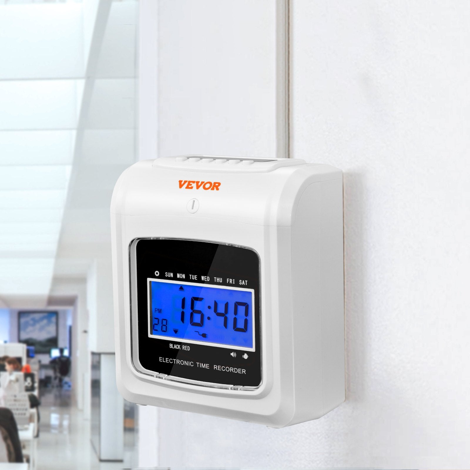 Clocks: VEVOR Punch Time Clock, Time Tracker Machine for Employees of Small Business, 6 Punches per Day, Time Clock Punch Machine Includes 102 Time Cards, 1 Ink Ribbon and 2 Security Keys