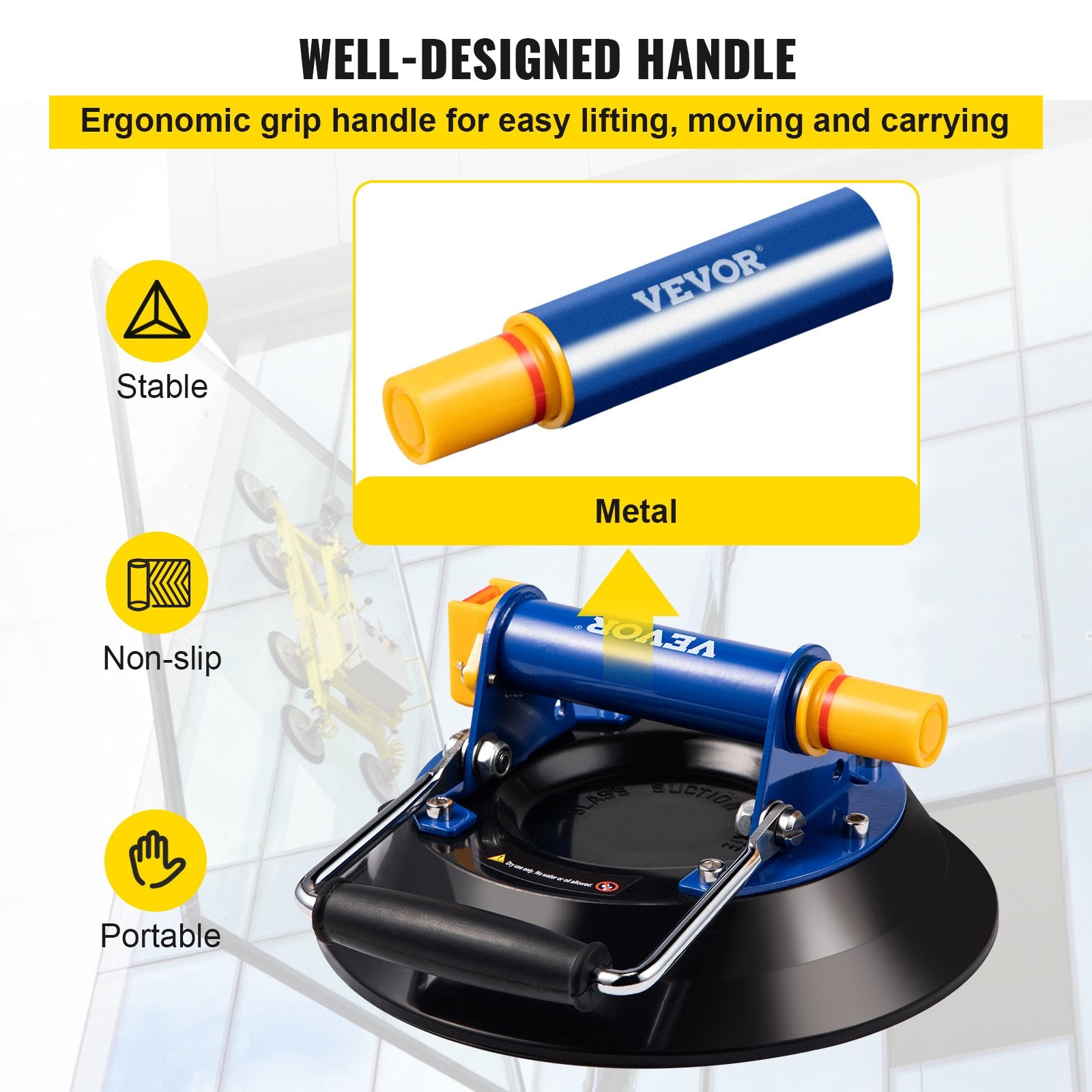 Audio Accessories: VEVOR Glass Lifting Vacuum Suction Cup Glass Lifter Suction Cup 30.4 cm 150 kg