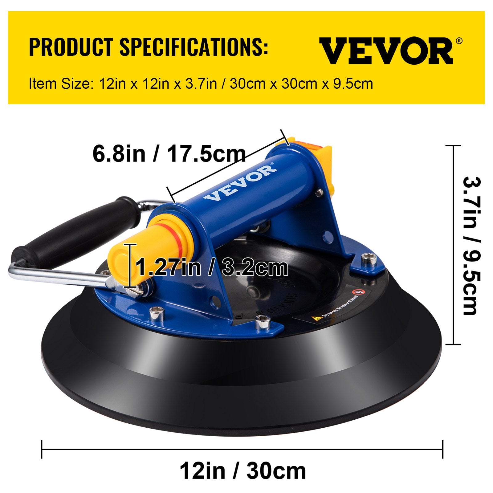 Audio Accessories: VEVOR Glass Lifting Vacuum Suction Cup Glass Lifter Suction Cup 30.4 cm 150 kg