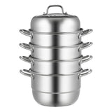 BBQ Tools: VEVOR Dumpling Steamer Stainless Steel 5 Titer for for Cook Soup, Noodles, Fishes Work with Gas Electric Grill Stove Top, Dia 30cm/11.8inch, Pot