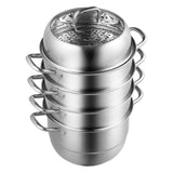 BBQ Tools: VEVOR Dumpling Steamer Stainless Steel 5 Titer for for Cook Soup, Noodles, Fishes Work with Gas Electric Grill Stove Top, Dia 30cm/11.8inch, Pot