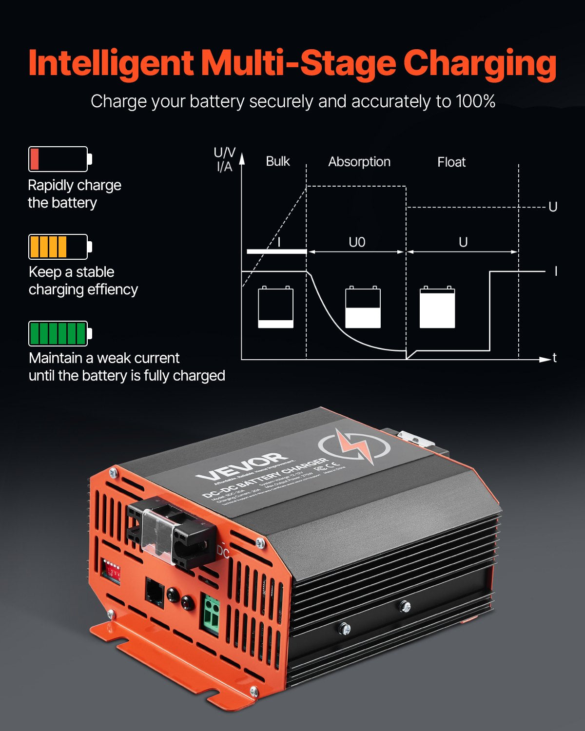 Batteries & Generators: VEVOR 12V 30A DC to DC Charger Battery Charger 375W for Lead-Acid Lithium AGM