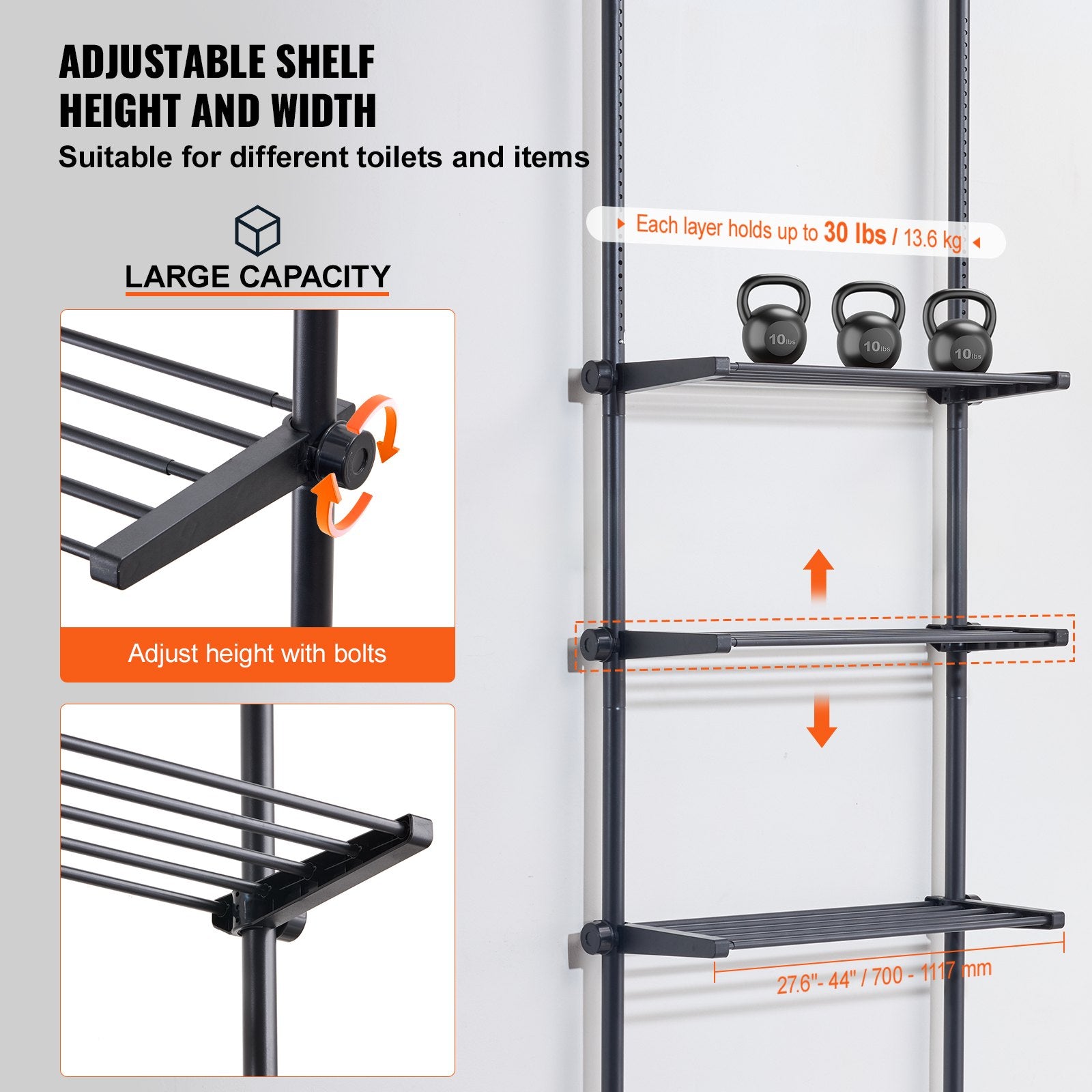Kitchen & Bathroom DIY: VEVOR Over the Toilet Storage 4-Tier Bathroom Shelf Rack Space Saver Organizer