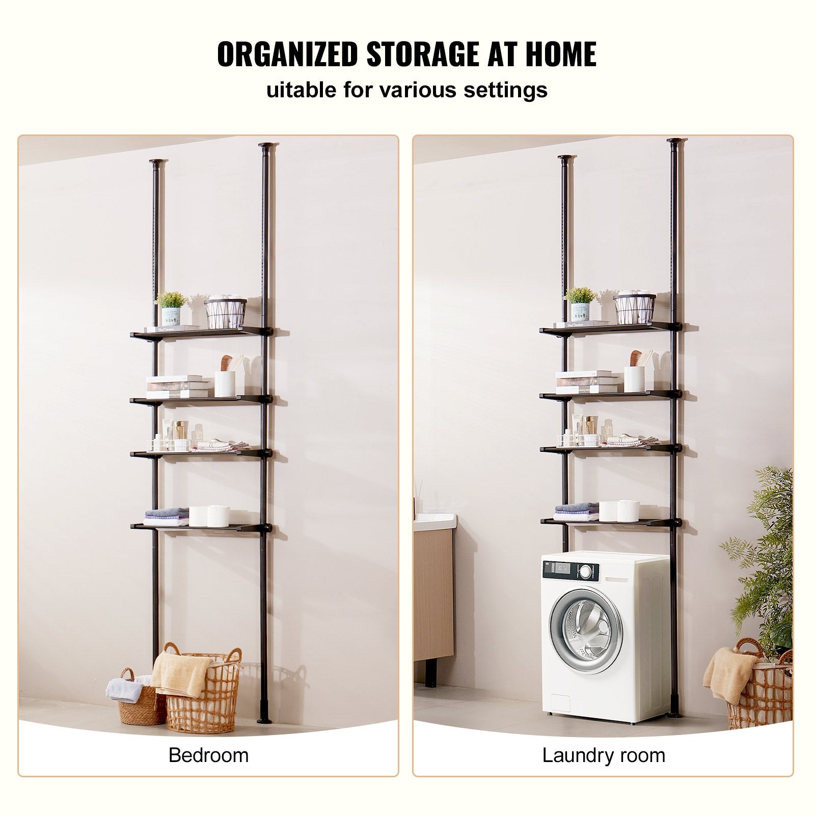 Kitchen & Bathroom DIY: VEVOR Over the Toilet Storage 4-Tier Bathroom Shelf Rack Space Saver Organizer