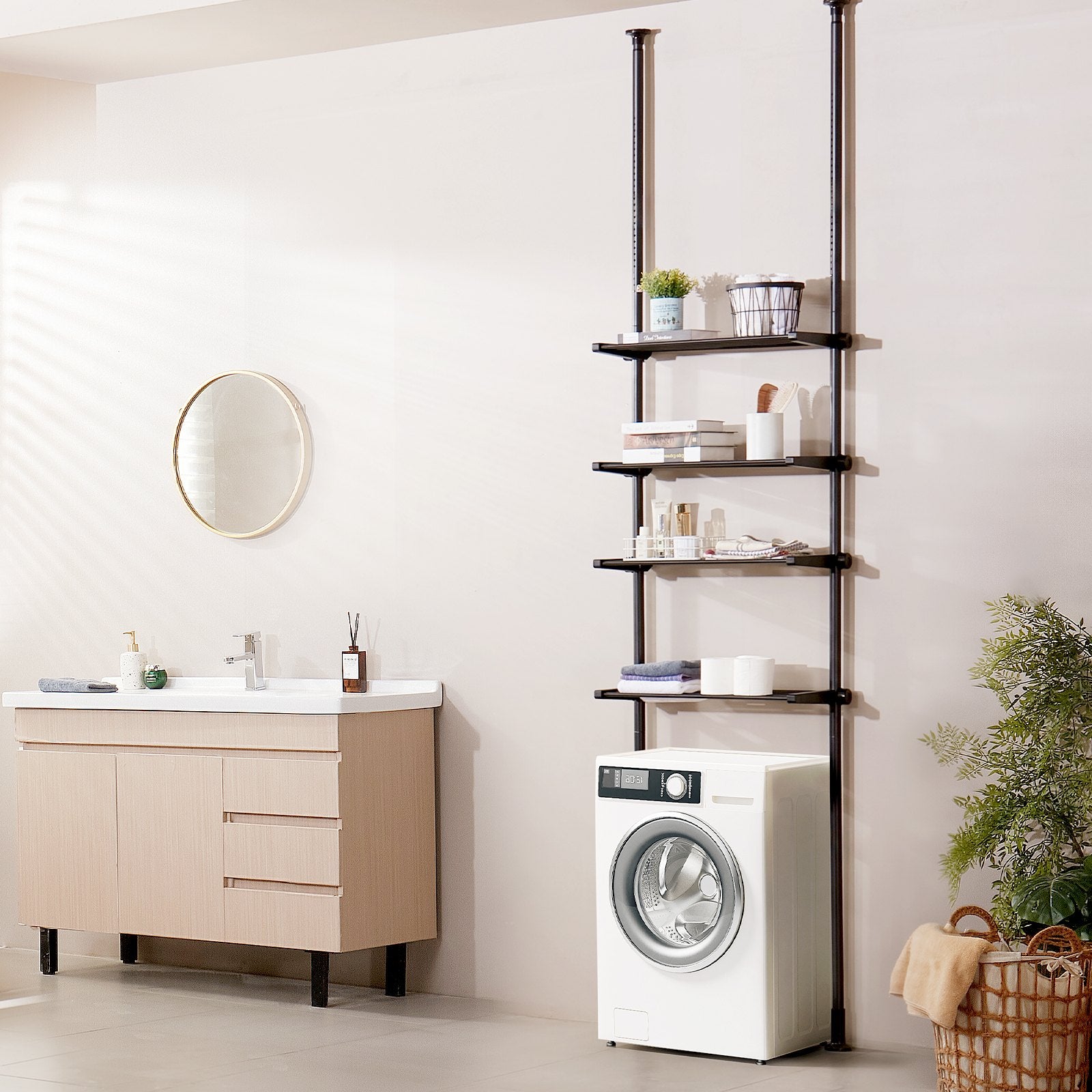 Kitchen & Bathroom DIY: VEVOR Over the Toilet Storage 4-Tier Bathroom Shelf Rack Space Saver Organizer