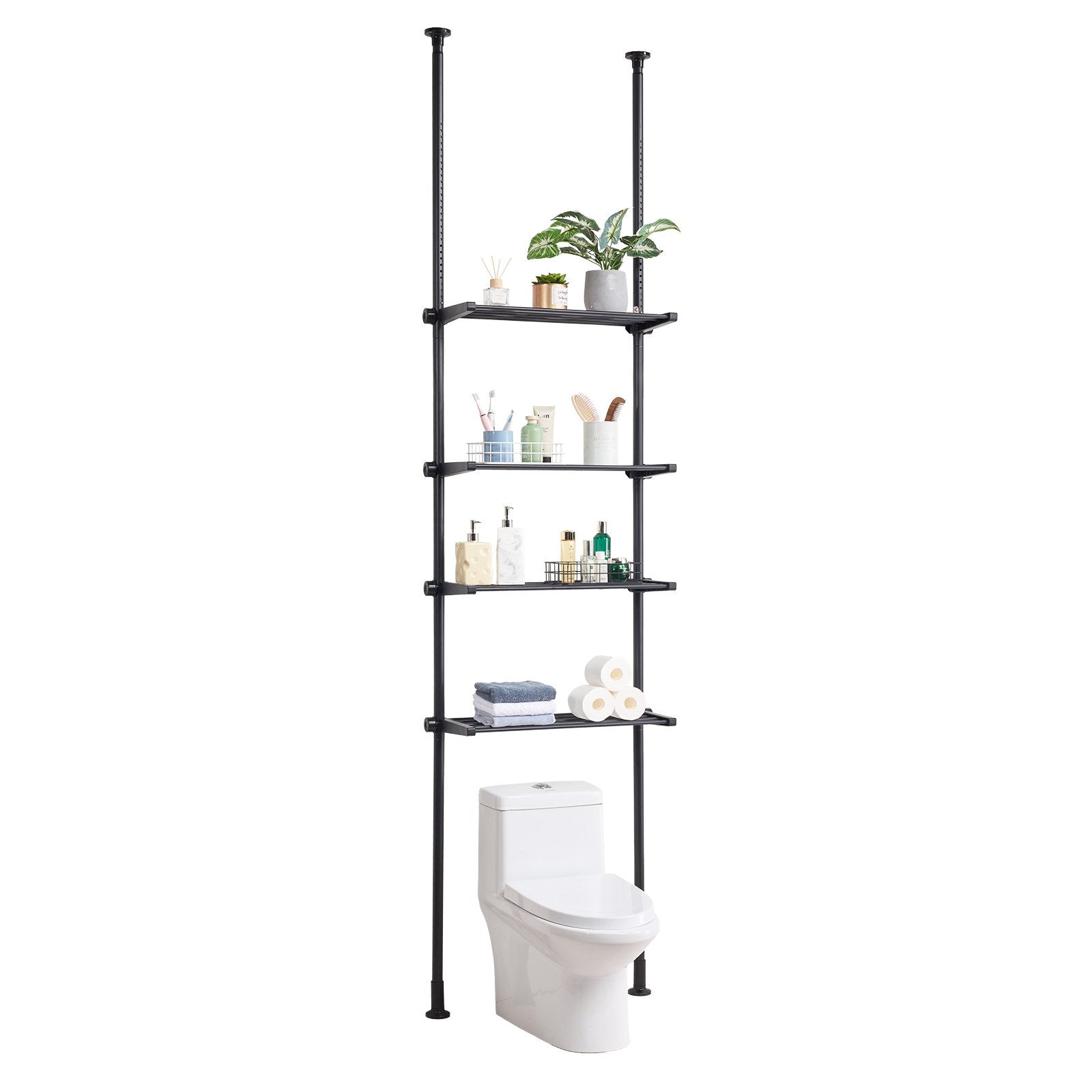 Kitchen & Bathroom DIY: VEVOR Over the Toilet Storage 4-Tier Bathroom Shelf Rack Space Saver Organizer