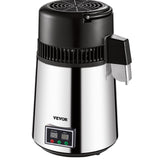 Distilling & Brewing: VEVOR 1.1 Gal Water Distiller, 0.3 Gal/H, 750W Distilled Water Maker Machine 0-99H Timing Set Temp Display, 304 Stainless Steel Countertop Distiller Glass Carafe Cleaning Powder 3 Carbon Packs, Silver