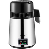 Distilling & Brewing: VEVOR 1.1 Gal Water Distiller, 0.3 Gal/H, 750W Distilled Water Maker Machine 0-99H Timing Set Temp Display, 304 Stainless Steel Countertop Distiller Glass Carafe Cleaning Powder 3 Carbon Packs, Silver