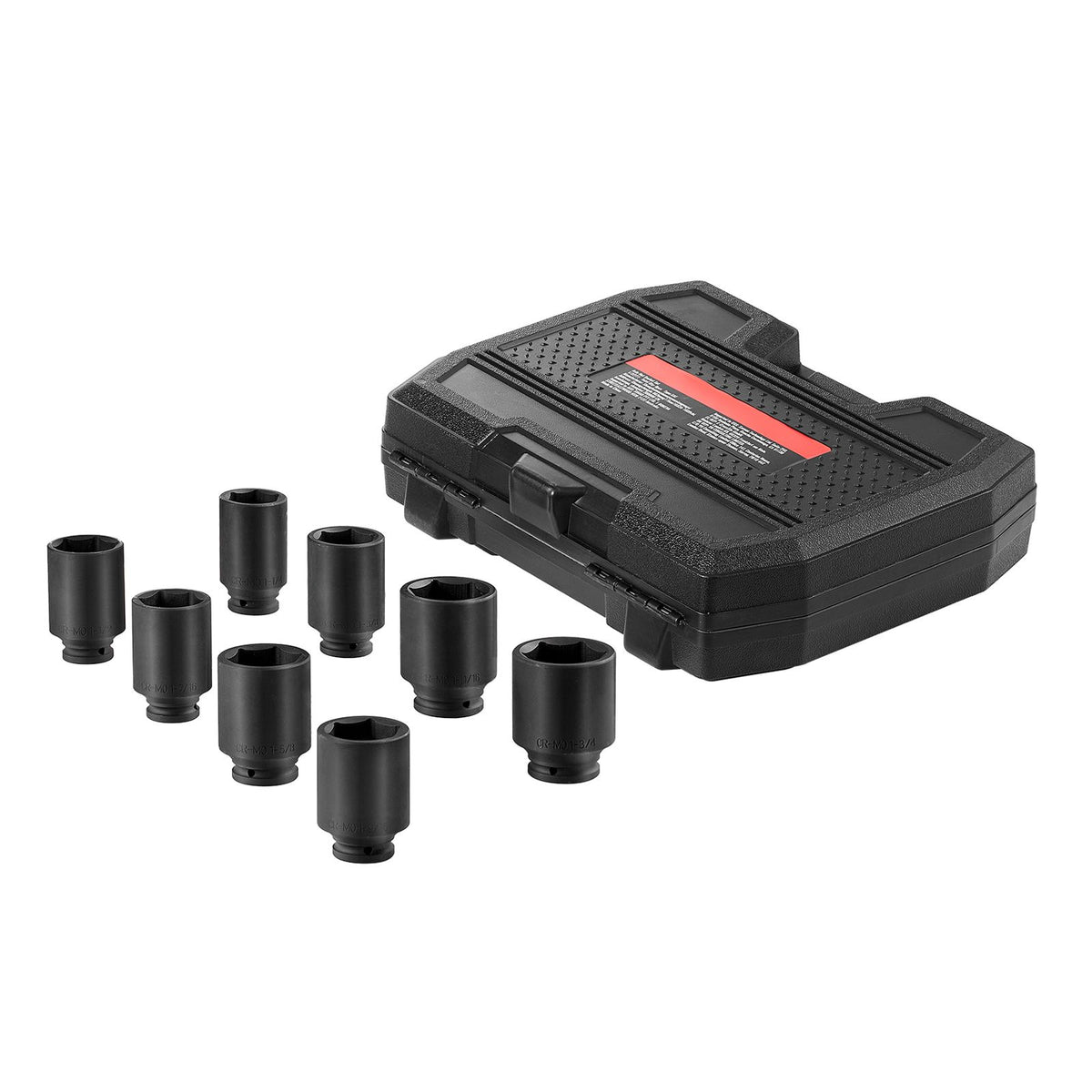 Axle Nut Impact Socket Set, 1/2" Drive Deep 6-Point 8-Piece SAE Spindle Nut Socket Set, CR-MO Heat Treated Large Socket Set with Storage Case, for Auto Repair, Removing or Installing Axle Nuts